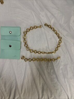 Mia bijoux/jewelry waterproof eyelet chunky gold necklace and bracelet set